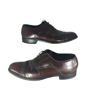 French Shriner Sterling Mens 11.5 B Burgundy Leather Cap Toe‎ Oxford Dress Shoes